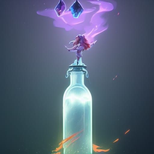 Unicorn Potion Bottle in Art Nouveau Style