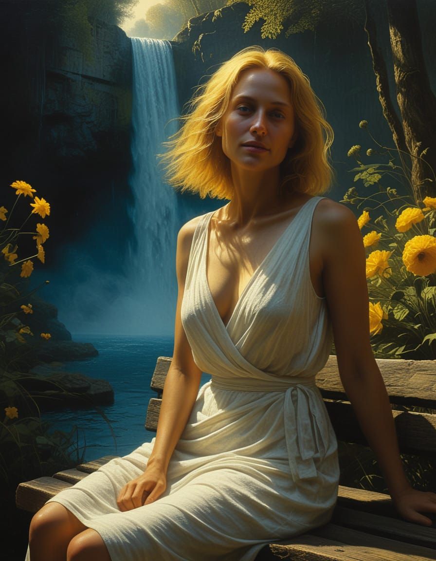 Golden Goddess of Serenity in Chiaroscuro