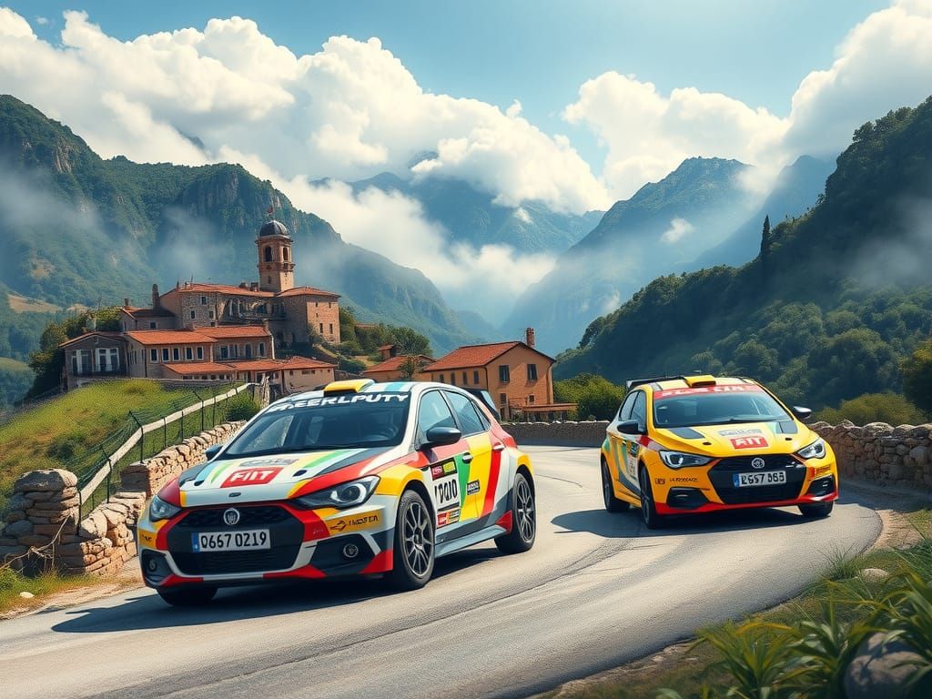 Fiat Punto Rally Cars in Sicilian Village