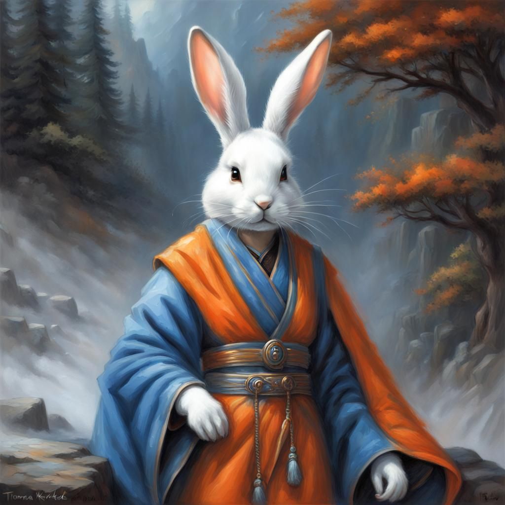 Rabbit Monk in Ethereal Fantasy Style