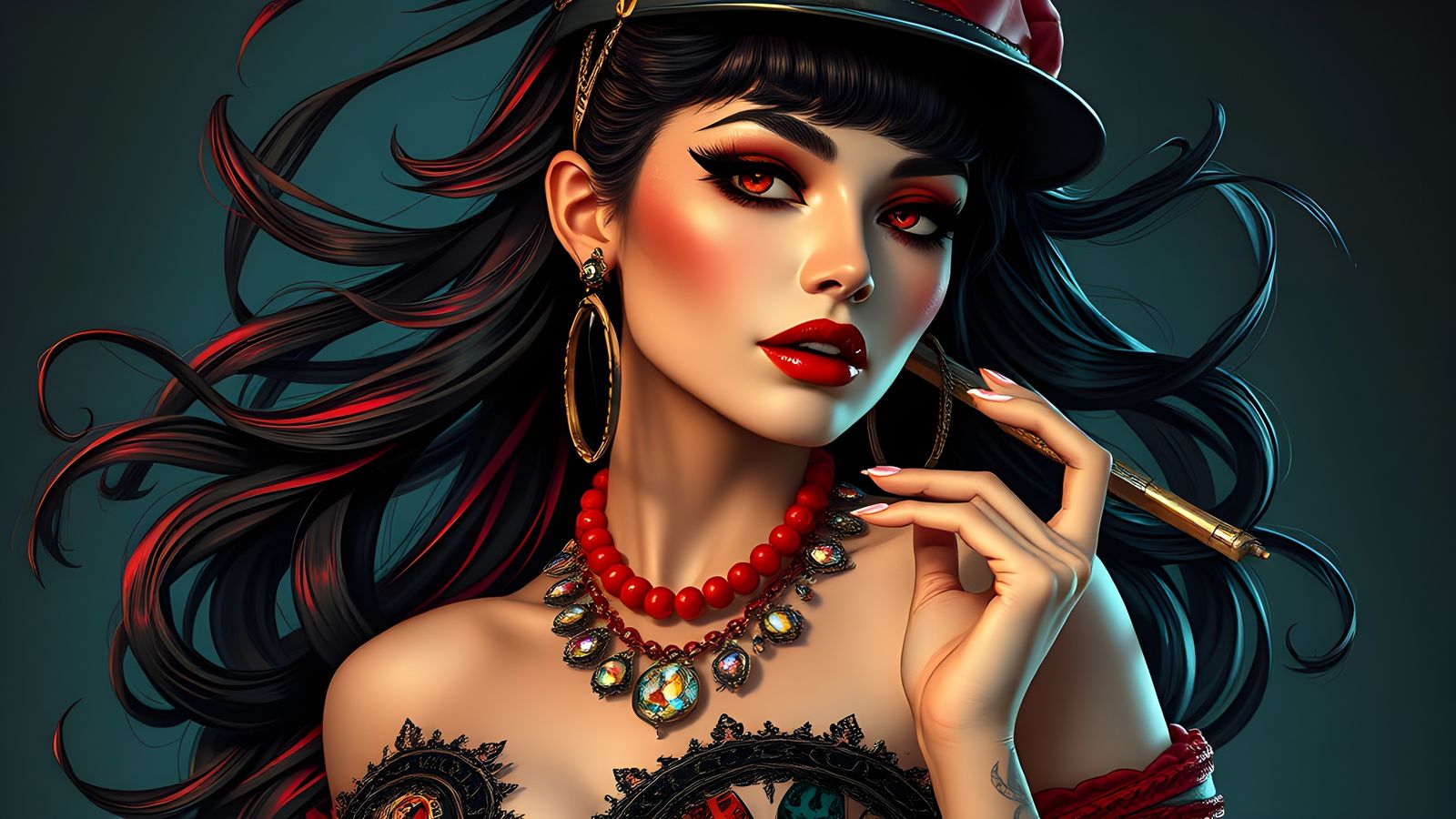 Vivid Cabaret Woman in Russ Mills Art Style