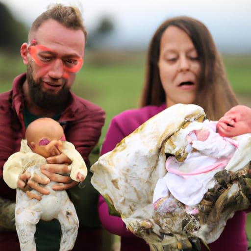 Disturbing Image: Decaying Family with Deceased Infant