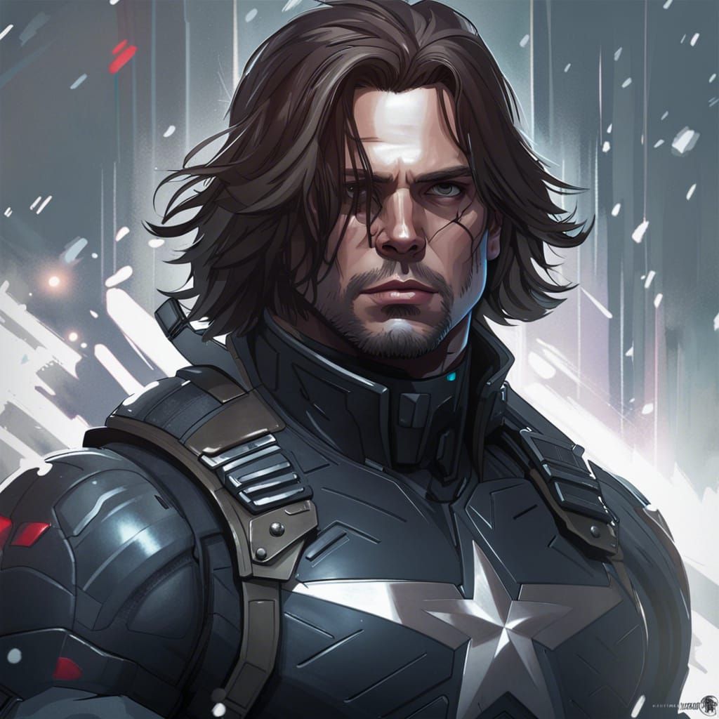 Hyperdetailed Portrait of Winter Soldier in 8K