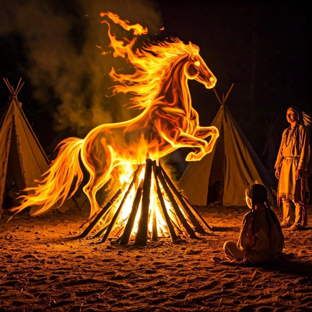 Fiery Horse Apparition in Sioux Camp