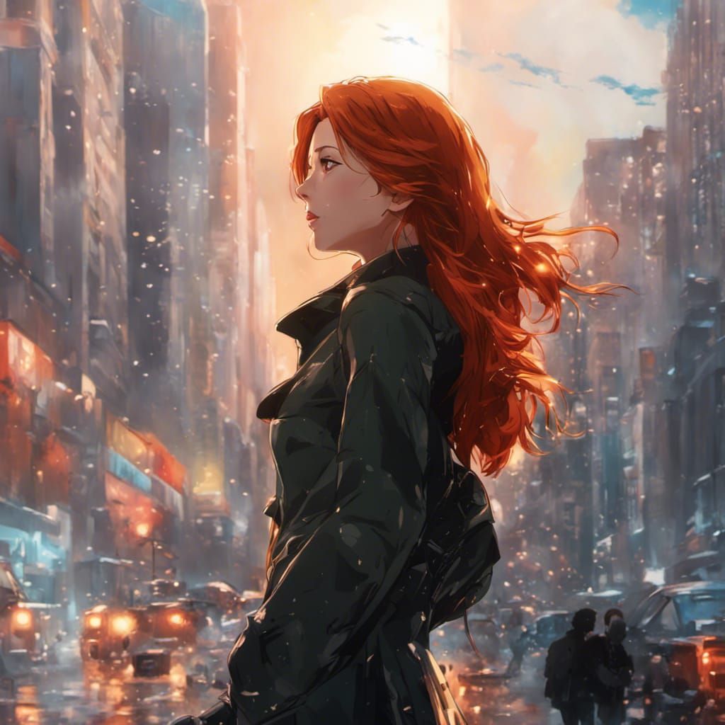 Anime Key Visual of Natasha Romanov by Shinkai