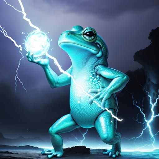 Electric Frog in Vibrant Lightning Aesthetic