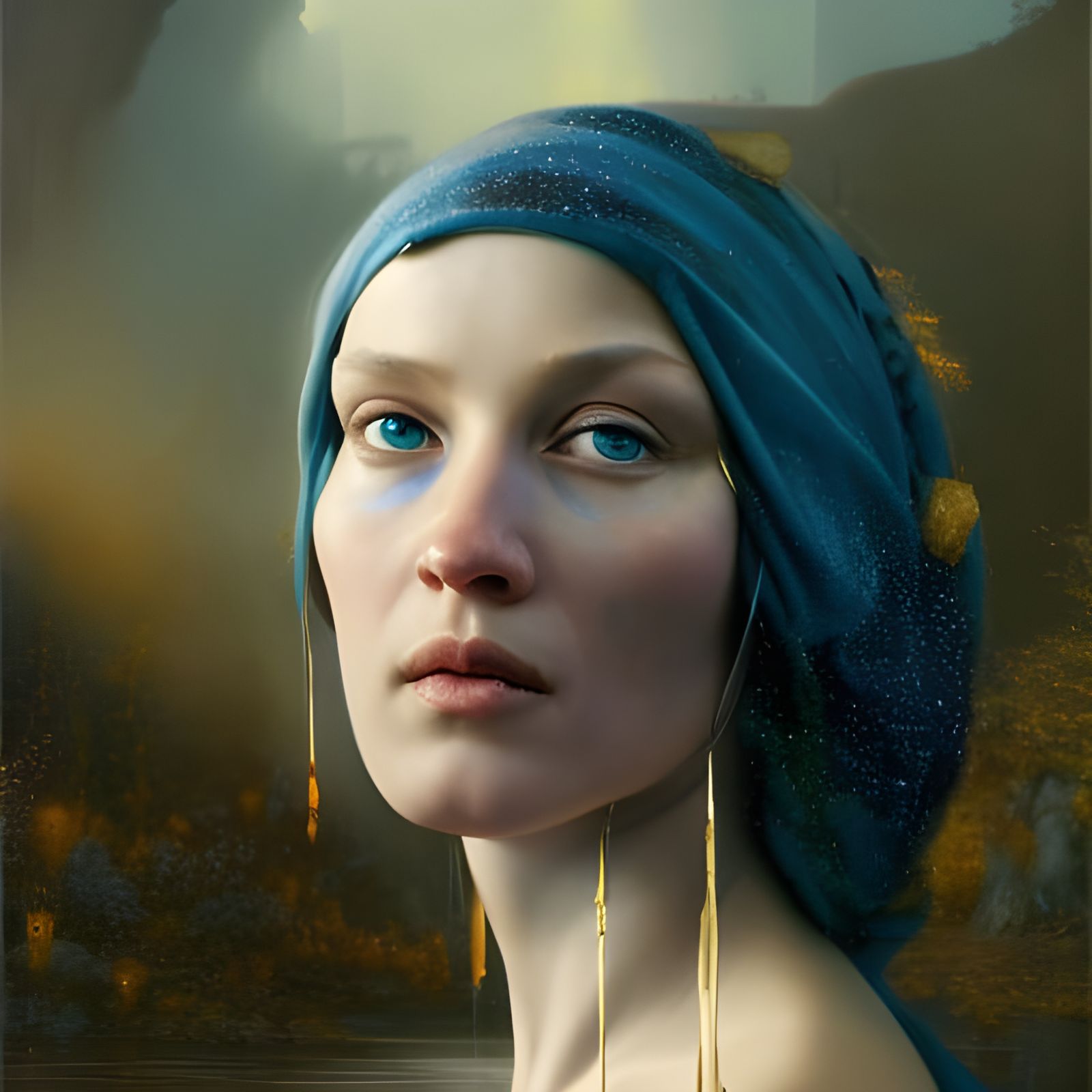 Cate Blanchett as Girl with Pearl Earring, Klimt Style