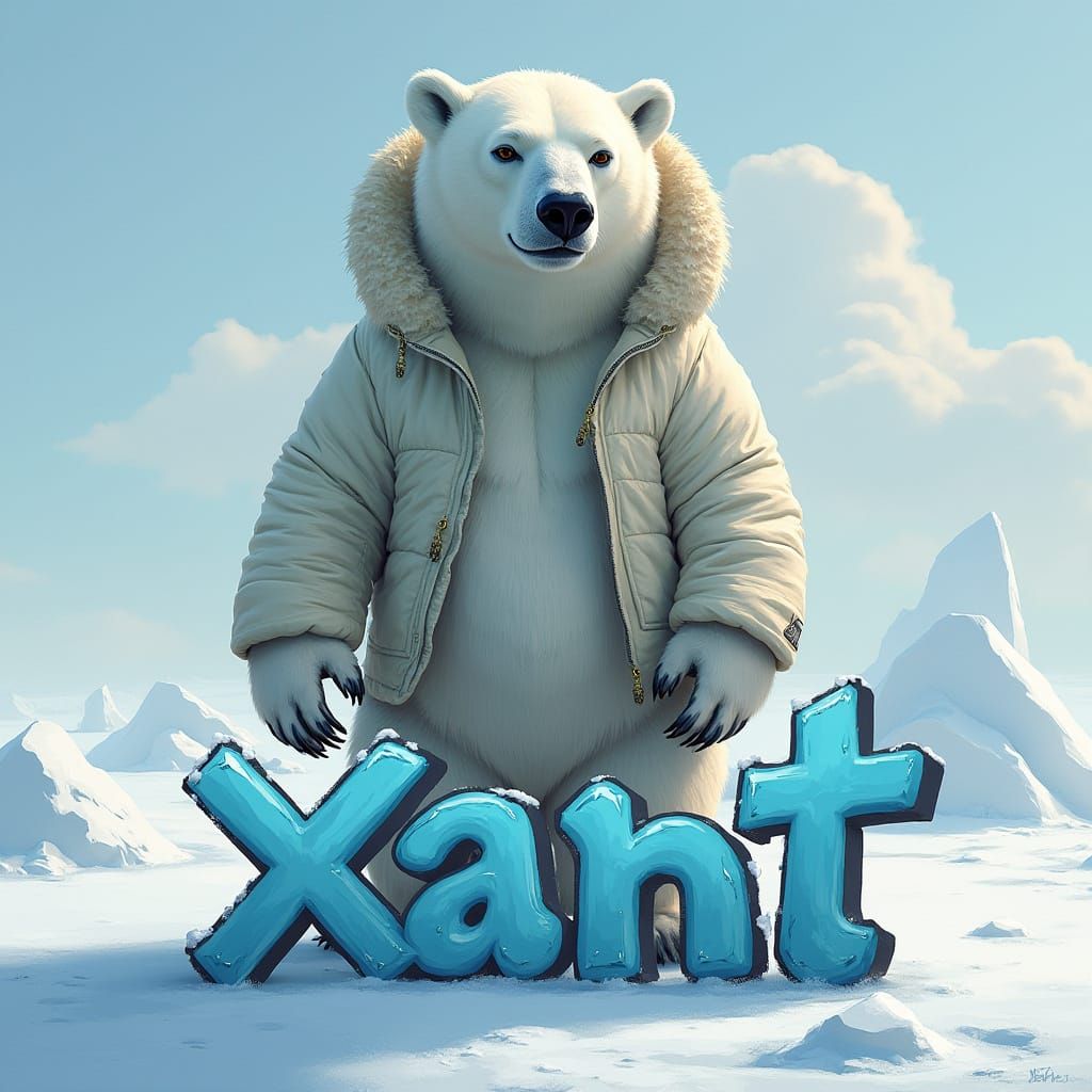 Polar Bear in Parka with Graffiti Art