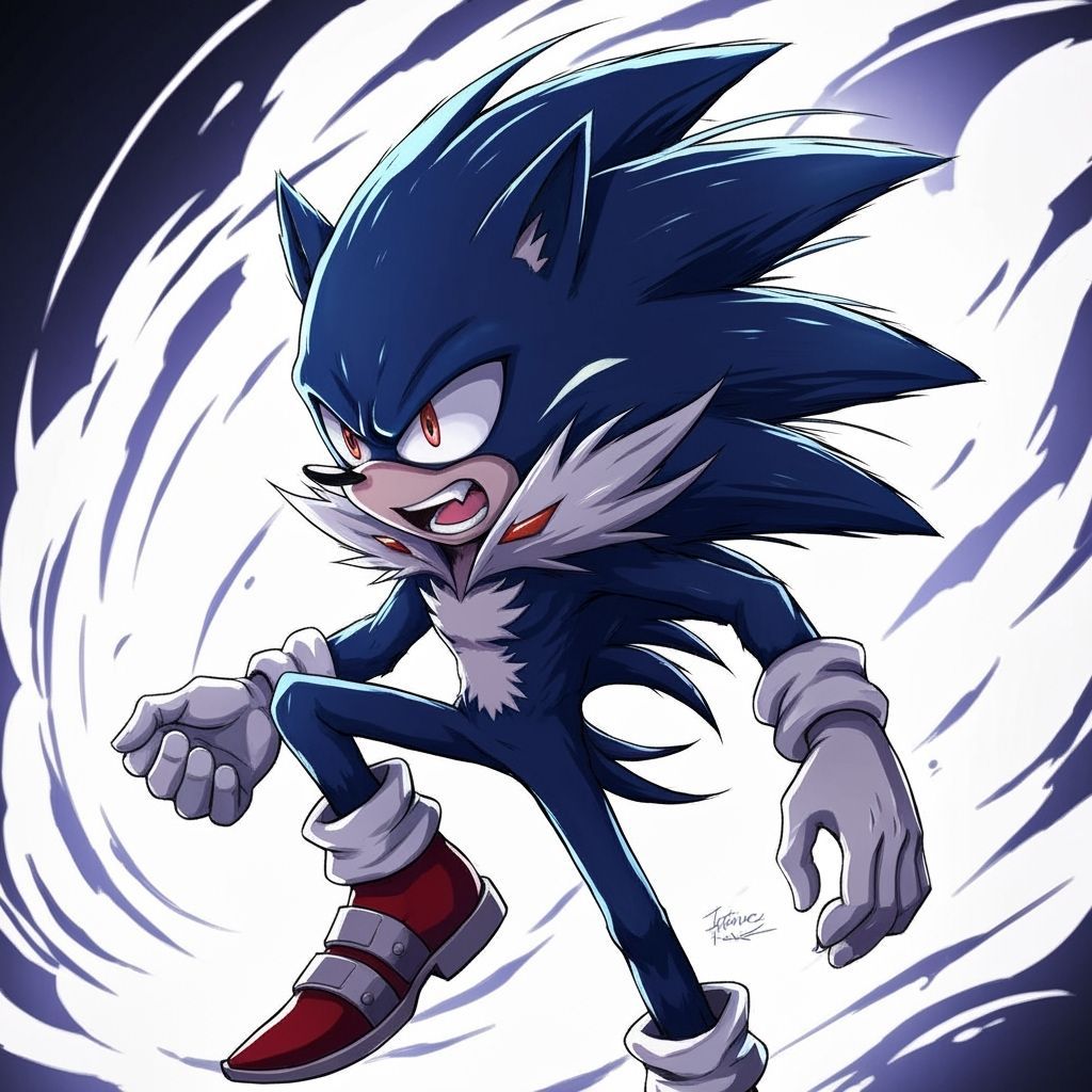 Werehog Sonic: Knight of the Wind in Anime Style