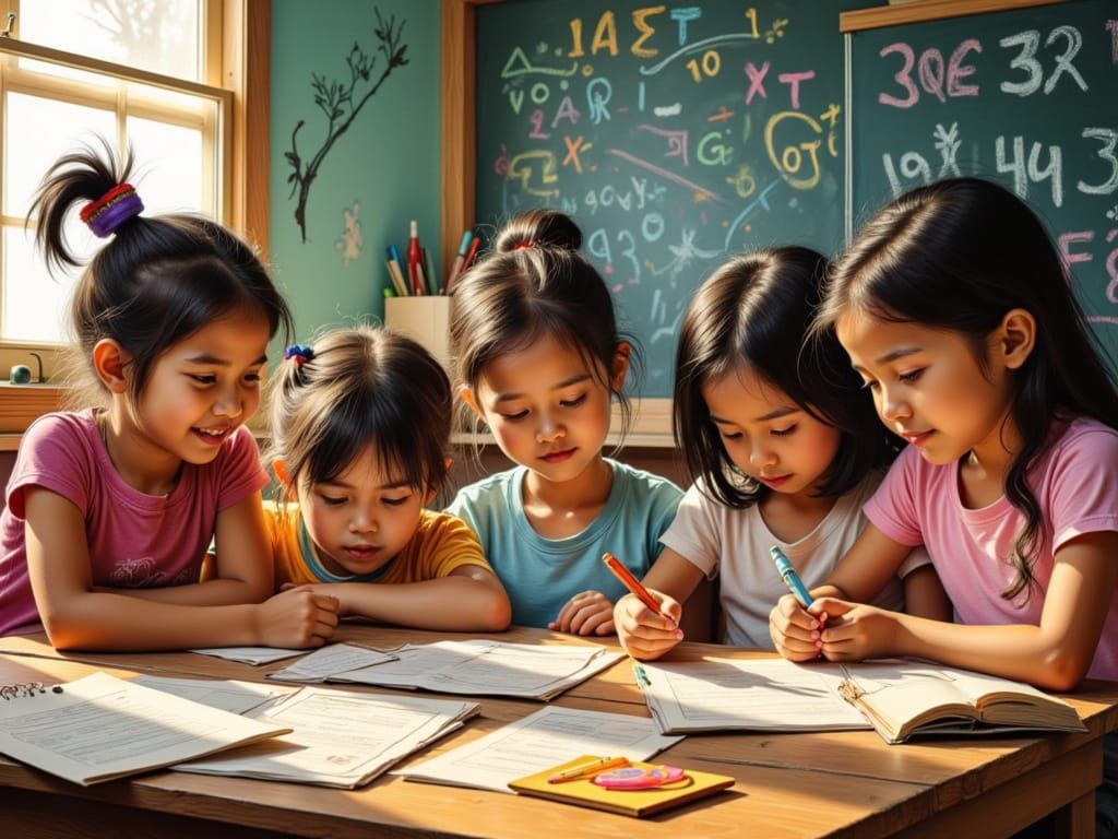 The ink is black, the page is white
We learn to read and write together
The child is black, the child is white
The whole...