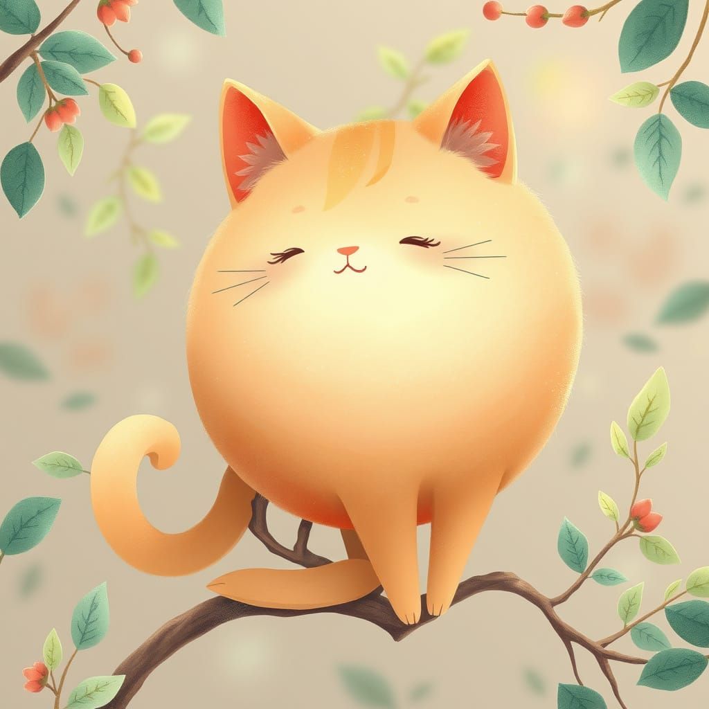 Whimsical Peach Cat in Ethereal Dreamscapes