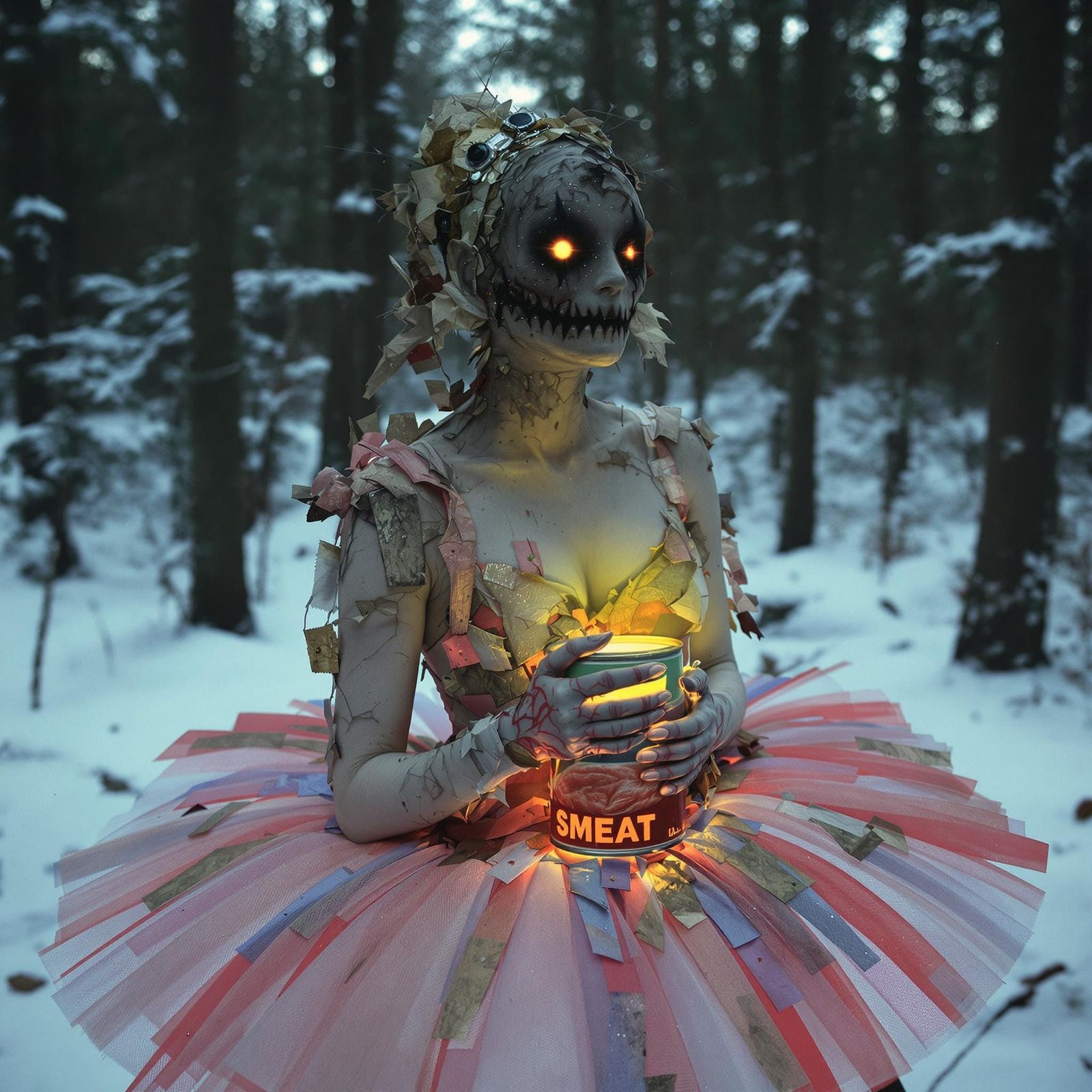 Gritty Ballerina in Faded Pink Tutu, Illuminated by Soft Amb...