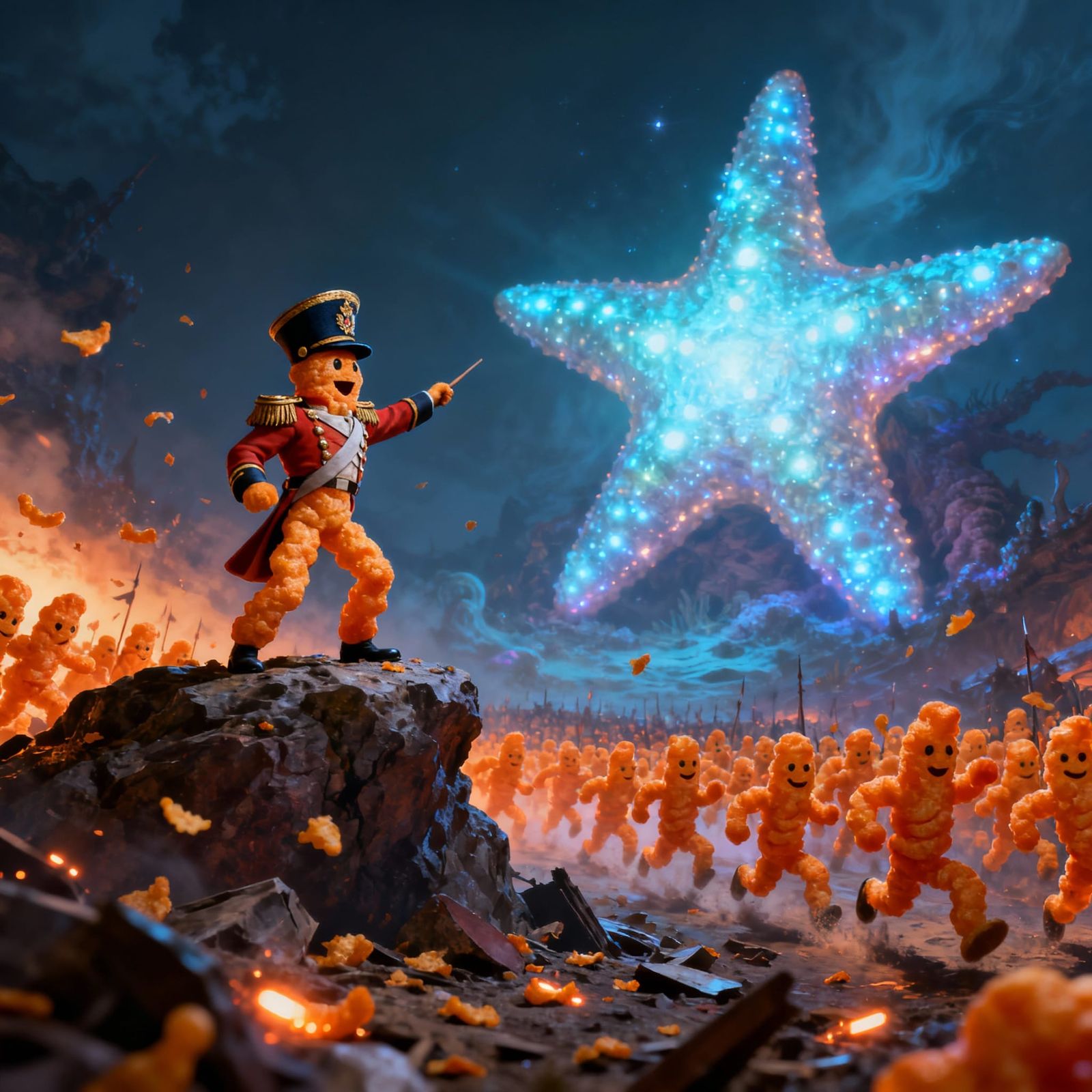Cheeto General Leads Cheeto Army Against Giant Starfish