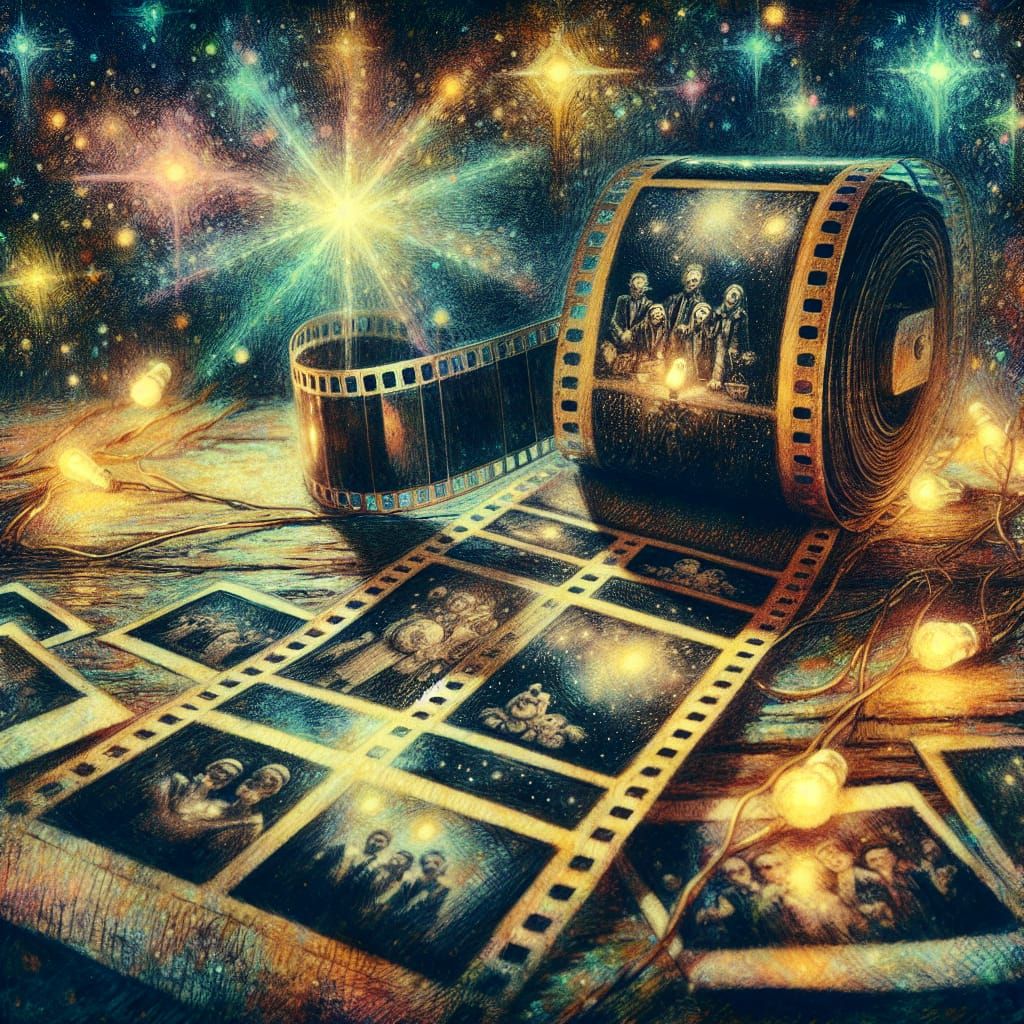 Vintage Film Strip Scene in Whimsical 19th Century Style