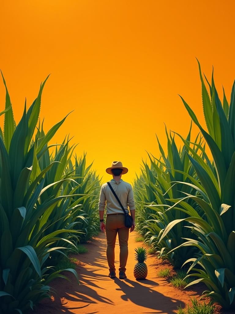 Lush Pineapple Field with Cannabis Highlights