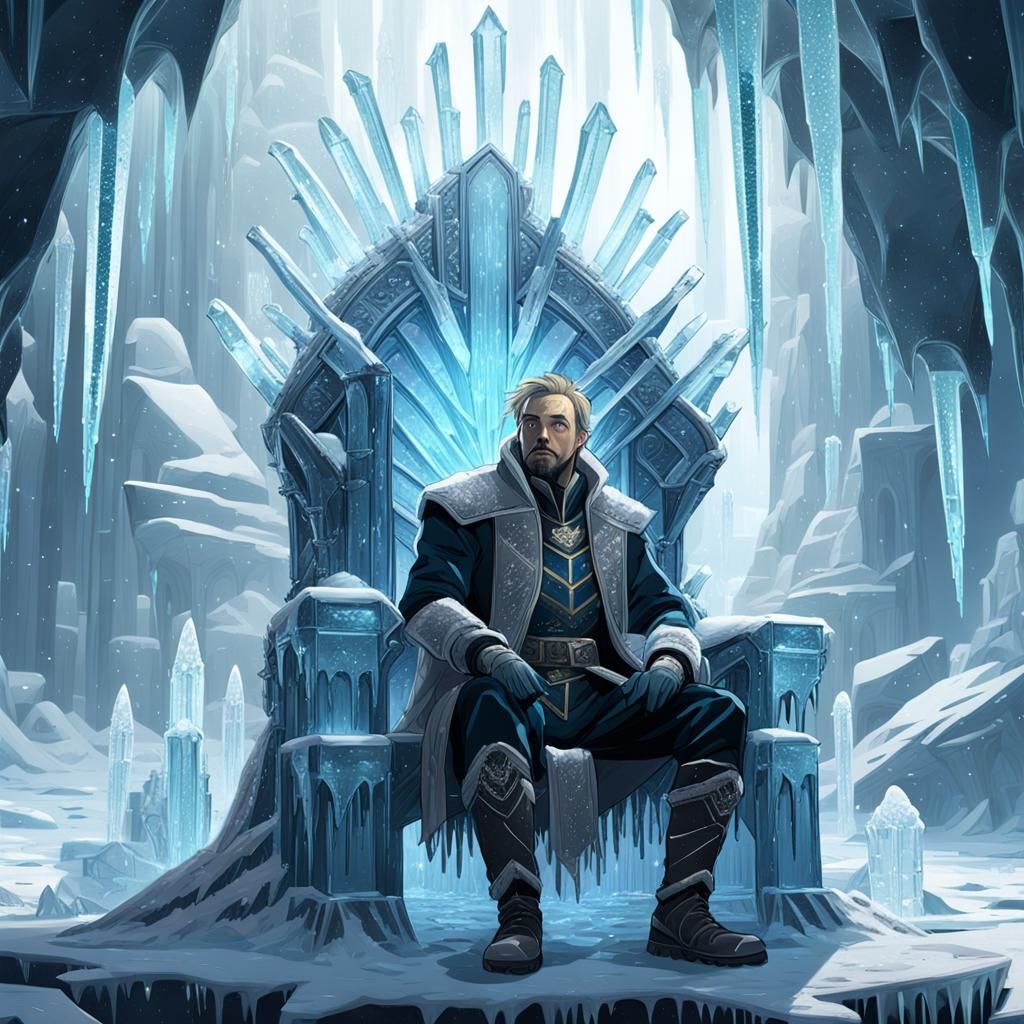 An Ice Prince sitting on an ice throne