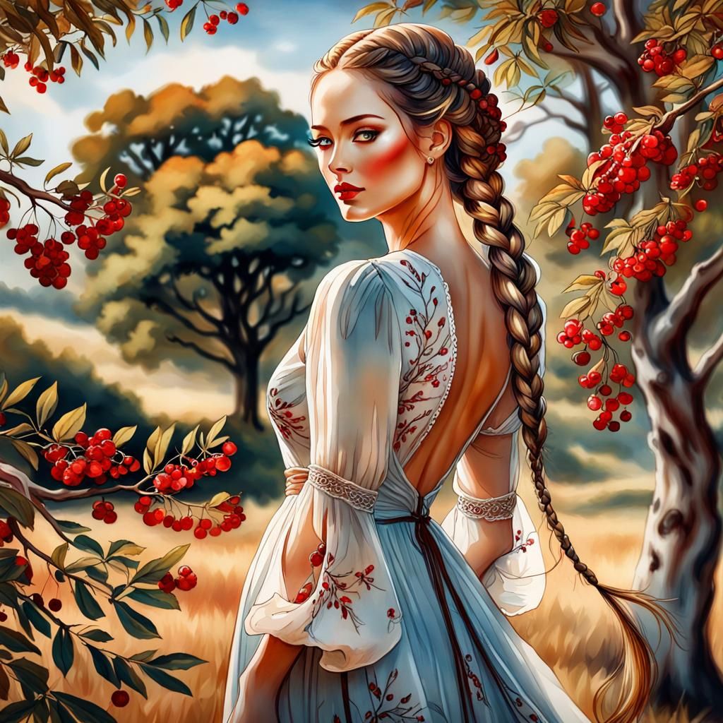 Model in Dress by Rowan Tree: Watercolor Style