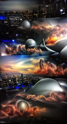 Futuristic Space Scene as Airbrush Matte Painting