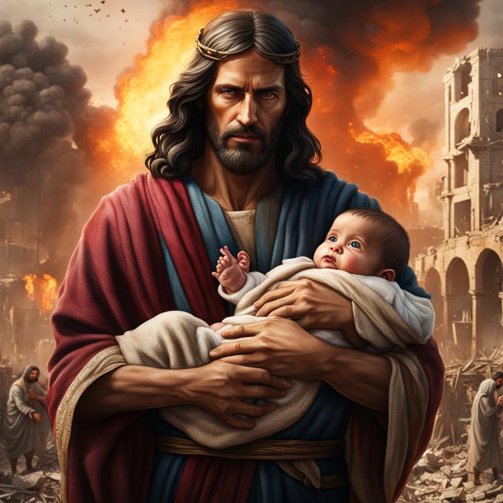 Jesus Christ with Children in Gaza