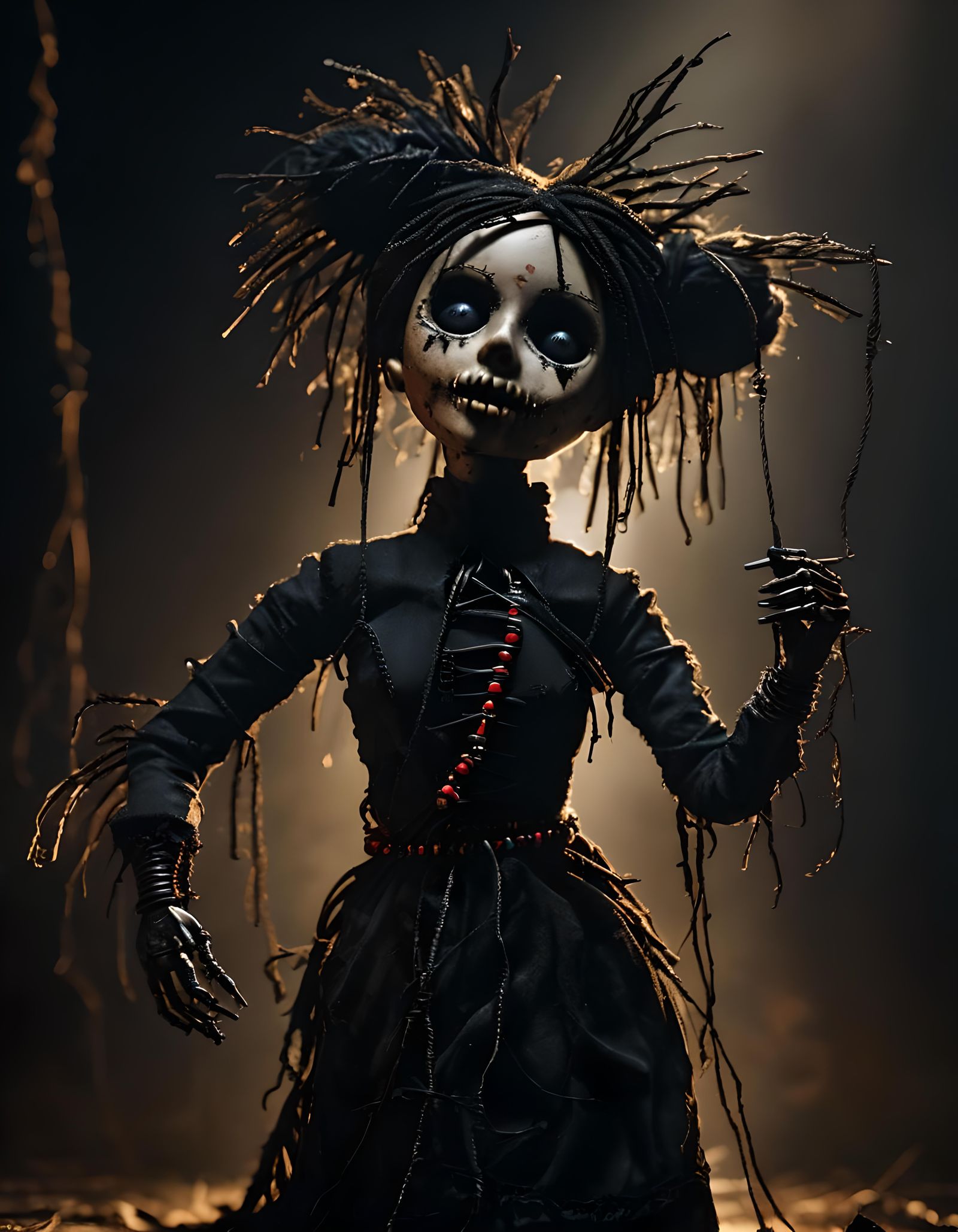 Cursed Voodoo Doll in Gothic Surrealist Style