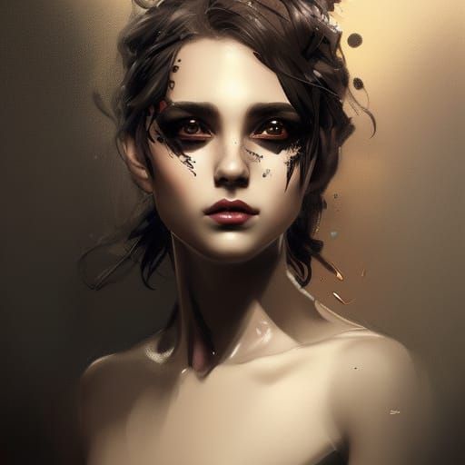 Boy in Black Swan Dress: Hyperdetailed Portrait