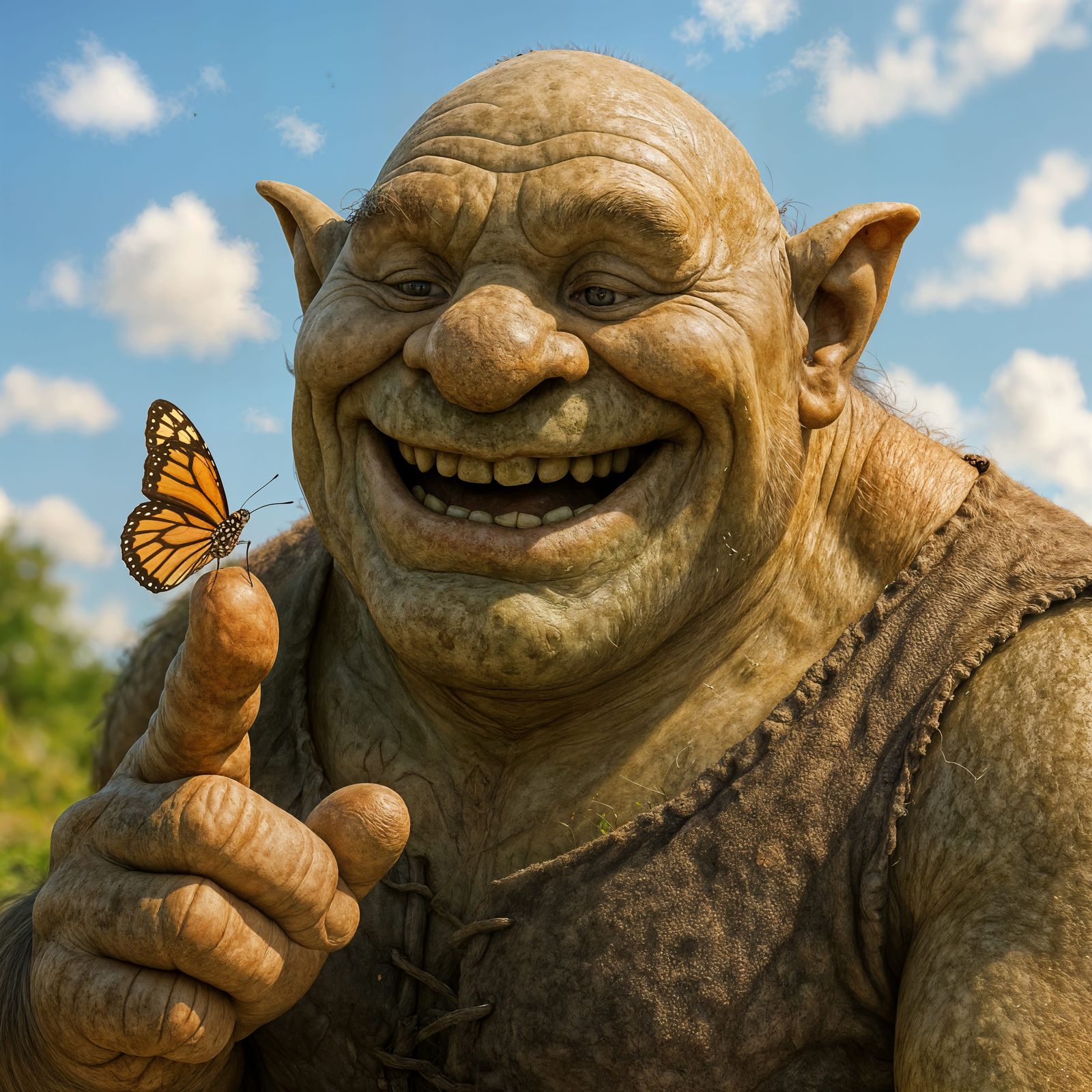 Happy CGI Ogre with Butterfly