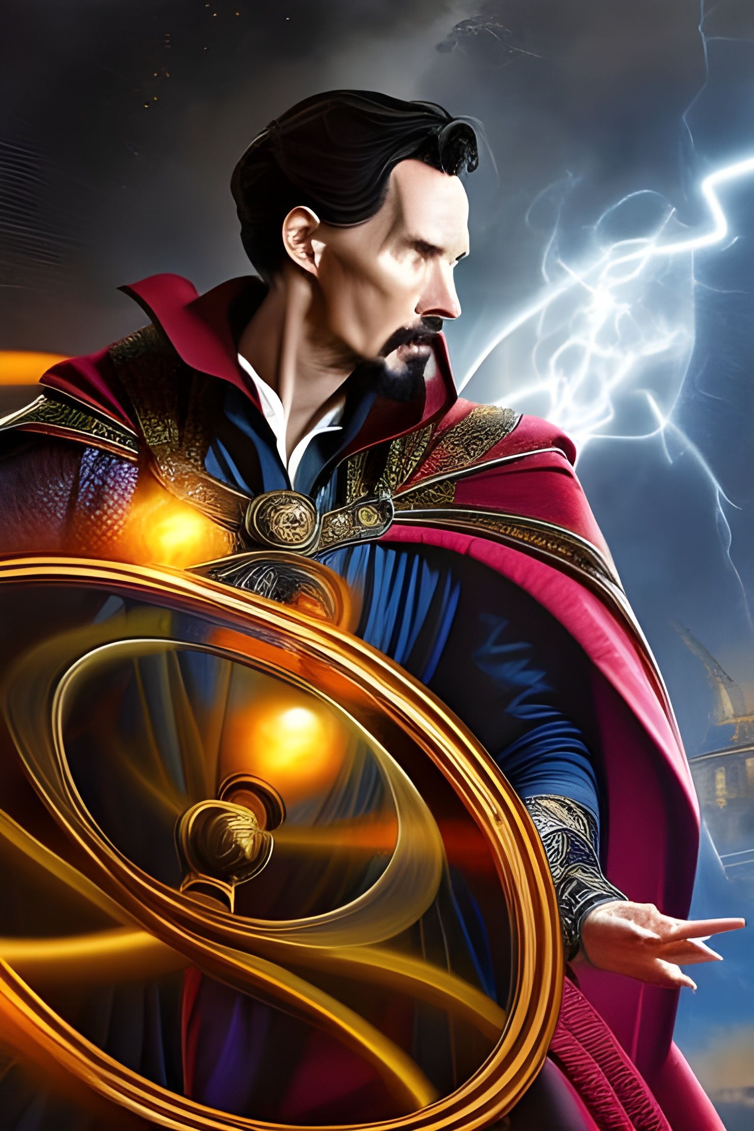 Baroque Portrait of Zombie Doctor Strange in Wheelchair