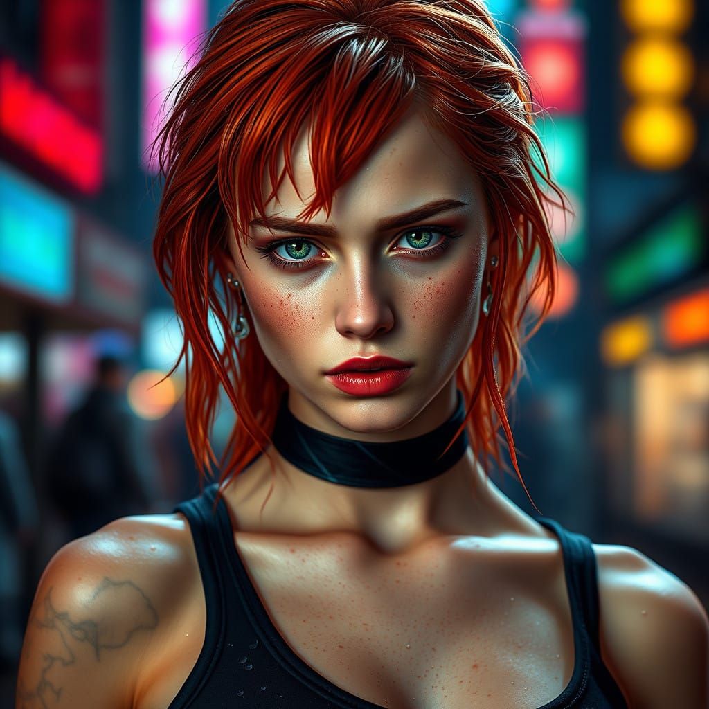 Fiery Redhead in City Splendor