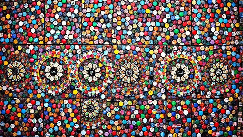 Vibrant Masterpiece of Upcycled Art in Triadic Colors