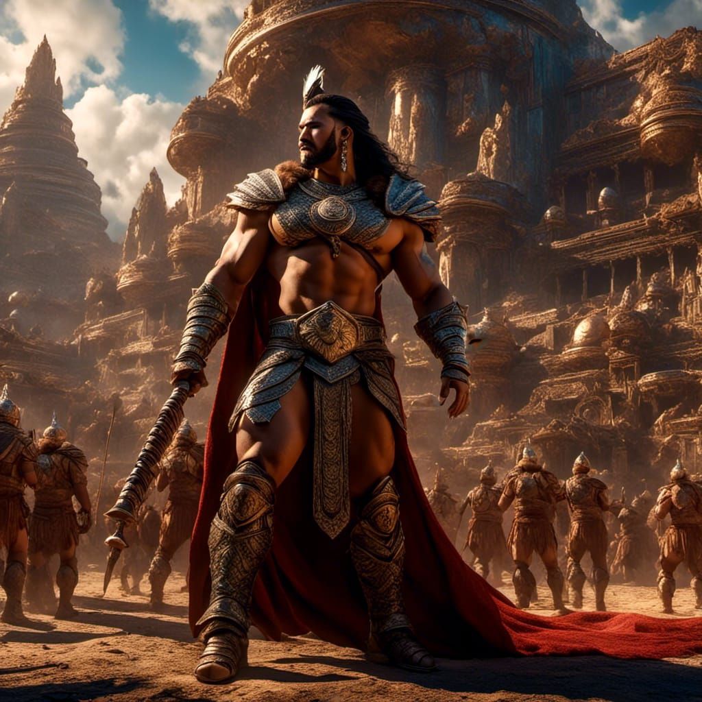 Barbarian Couple on Medieval Street, Boris Vallejo Style