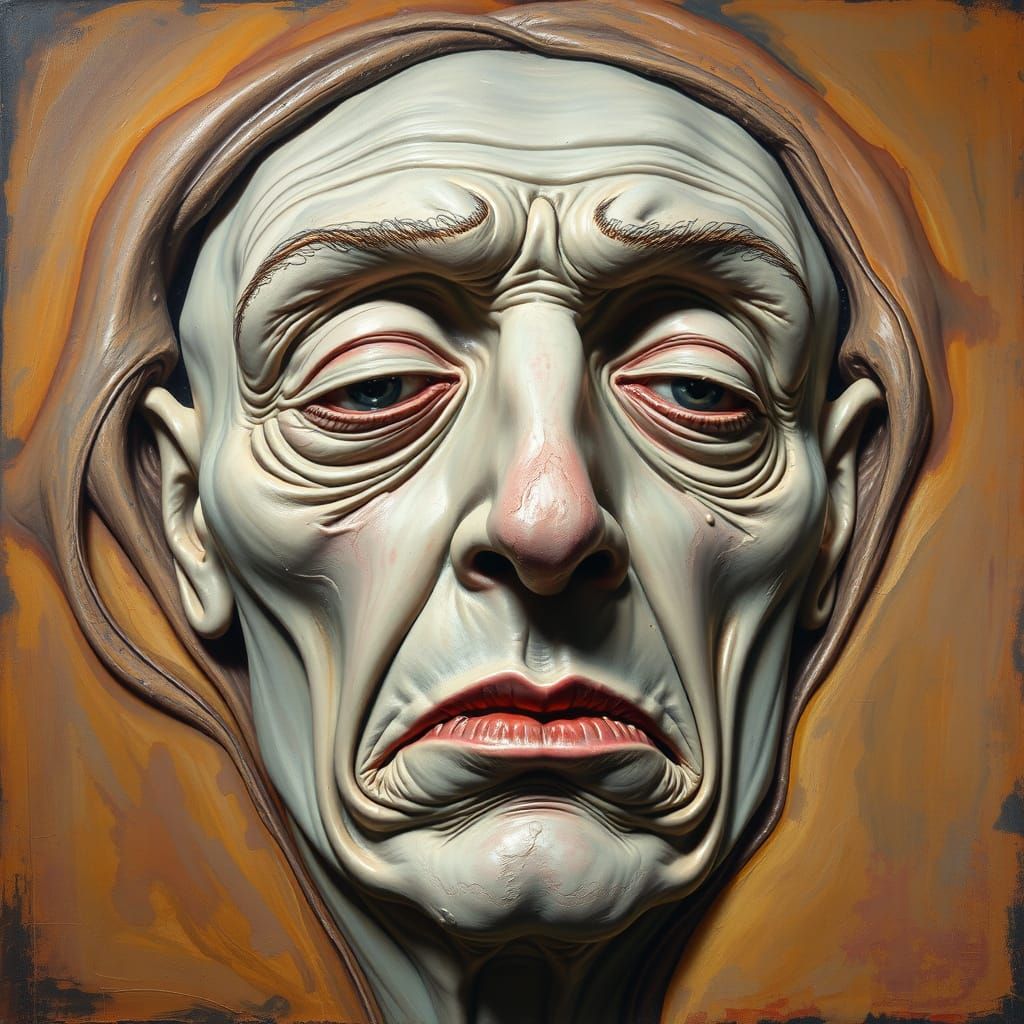 Surreal Melting Face in Dreamlike Style