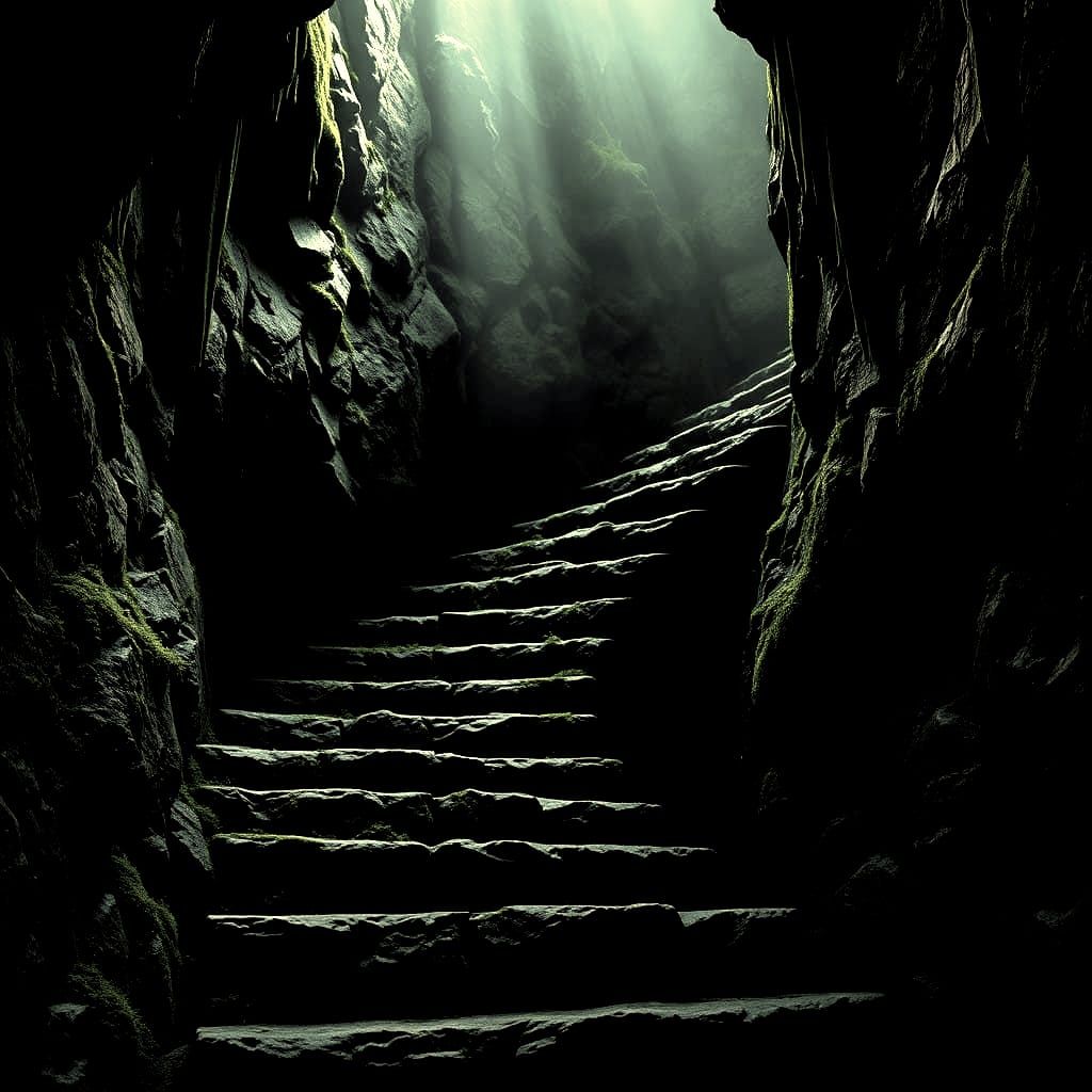 Mysterious Cave Entrance in Moody Stone