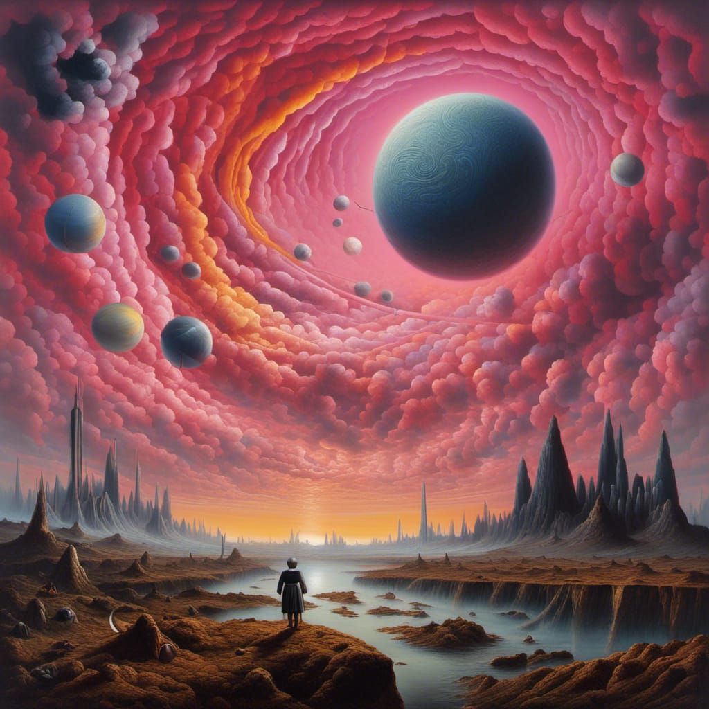 Psychedelic Oil Painting Inspired by Pink Floyd Theme