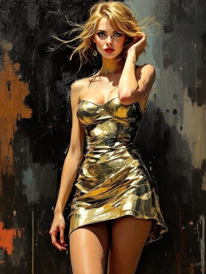 Swedish Pin-Up in Expressionist Impasto Style