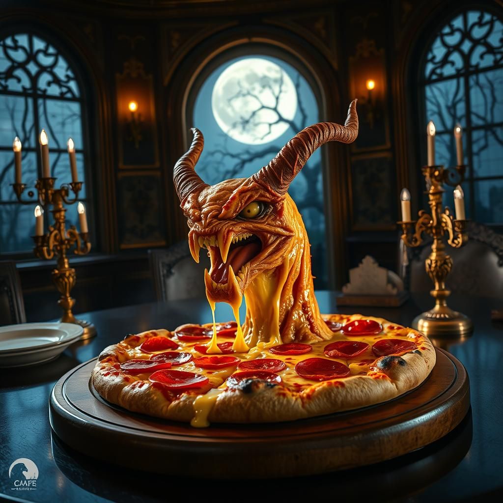 Menacing Daemon Emerges from Pepperoni Pizza