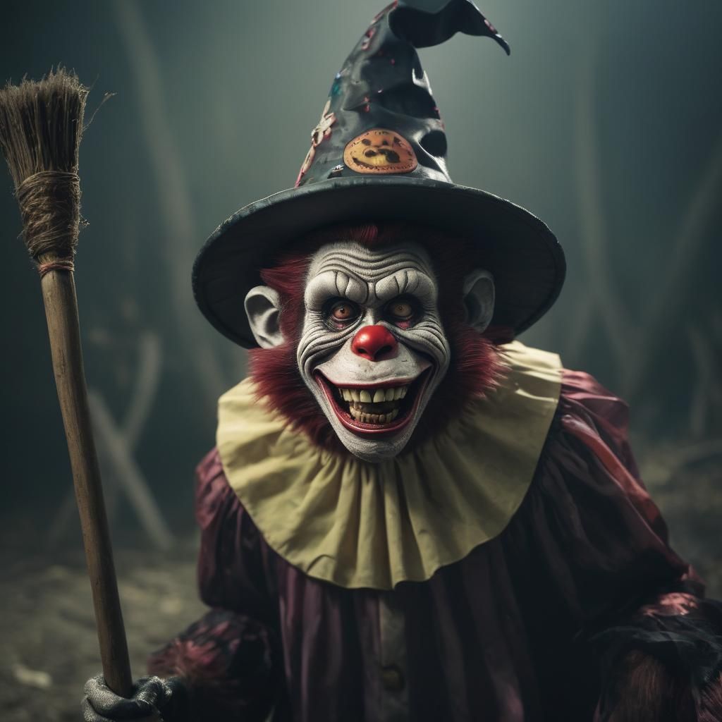 Cinematic Zombie Monkey Witch Rides Broom