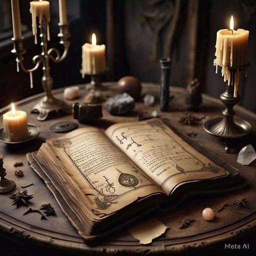 Weathered Book of Shadows in Golden Light