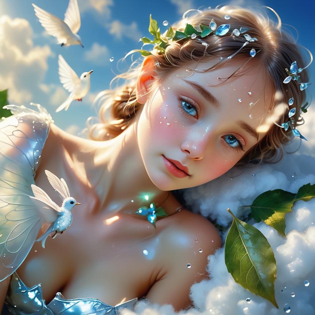 Fairy Laying on Clouds