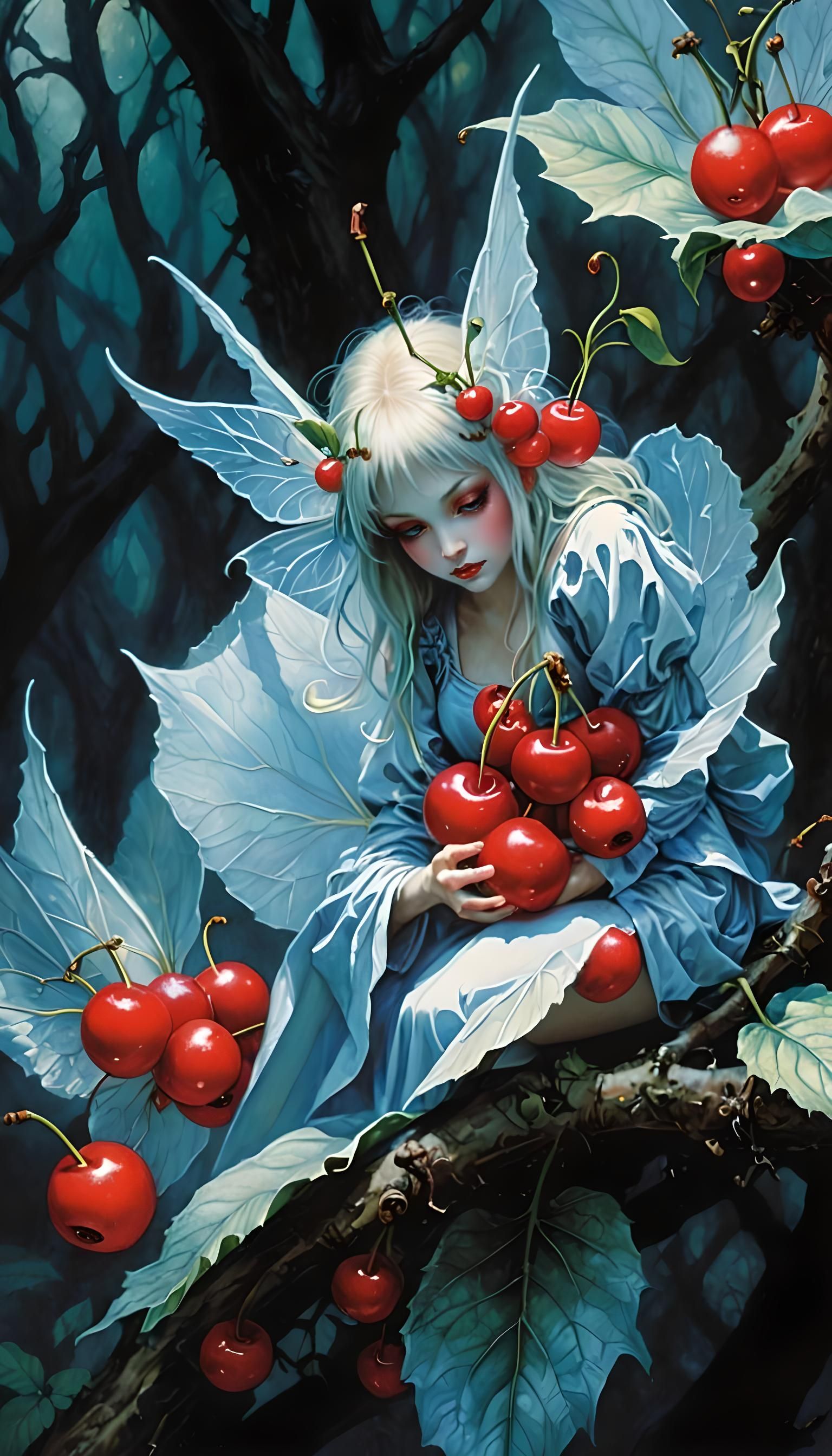 Cherry Fairies in Fantasy World: Pulp Novel Art