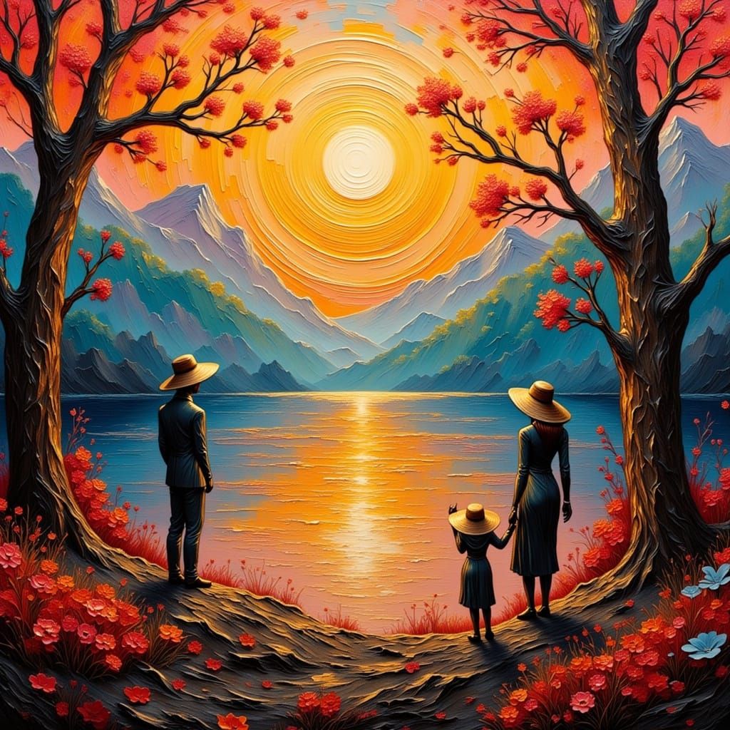 Ethereal Xanadu Landscape in Impasto Impressionist Oil Paint