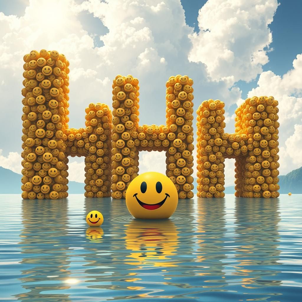 Joyful Letter H Composed of Smiley Faces