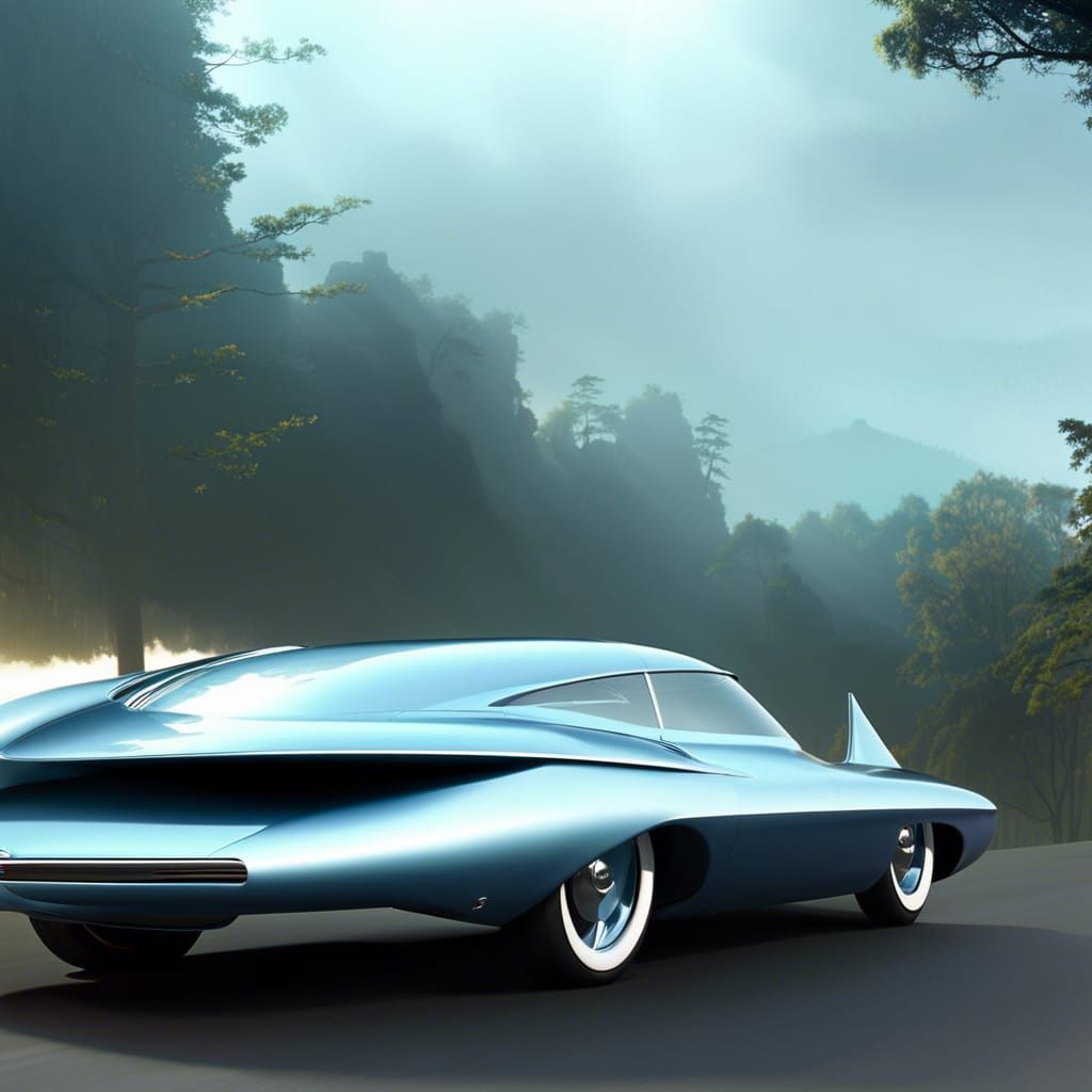 Ford Nucleon: Nuclear Supercar in a Futuristic City