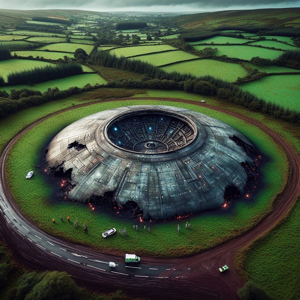 Crashed Alien Spaceship in Irish Countryside