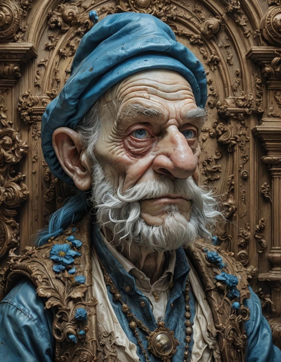 Grandpa Smurf Portrait in Gothic Baroque Style