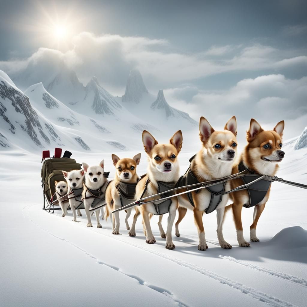 Chihuahuas Explore the Arctic in Dog Sled Team