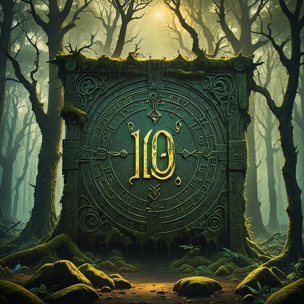 Mystical Forest Sign Reveals Glowing Number 100