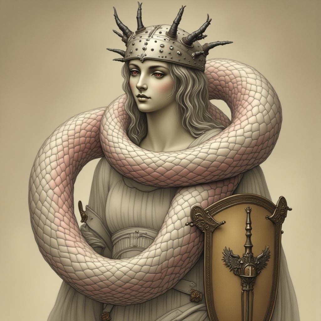 Surreal Nightmare Scene with Ares Statue in John Blanche Sty...