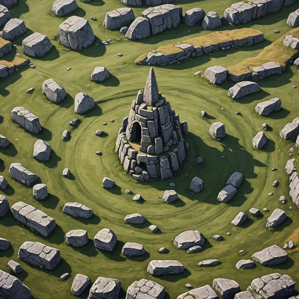 High Fantasy Stone Needle Structure in Circle