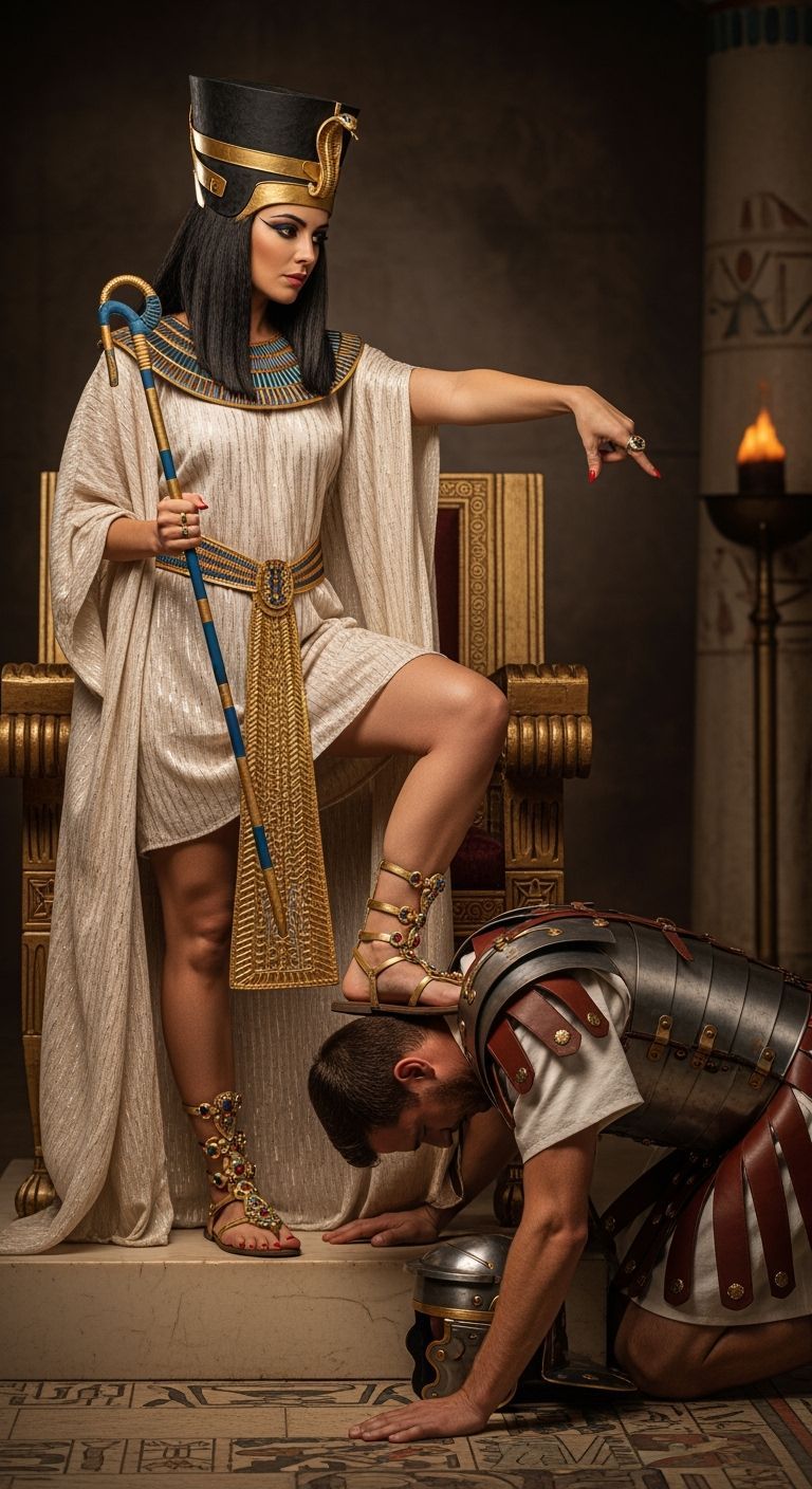 Regal Egyptian Queen with Roman Soldier