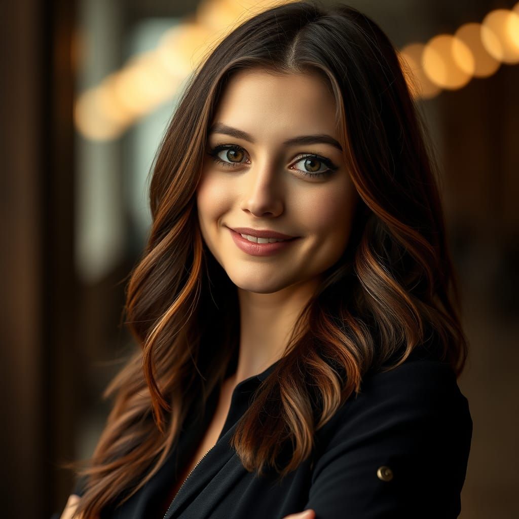 Portrait of a Brown-Haired Woman in Studio Lighting
